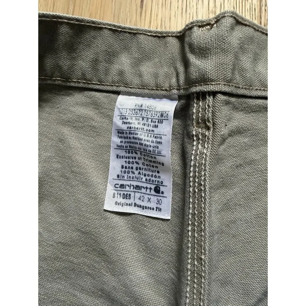 Carhartt Men's 42x30 B11-DES Carpenter Cargo Pants Duck Canvas Gray Tan Cotton